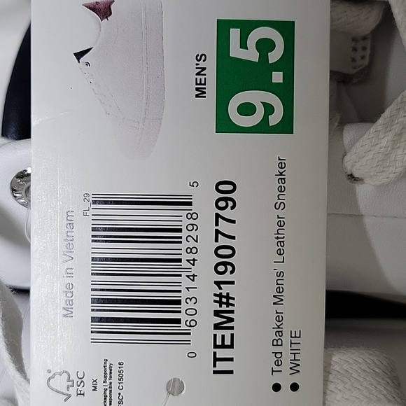 Ted Baker Leather Sneakers White/Brown Men's 9.5 NWT - Picture 7 of 10